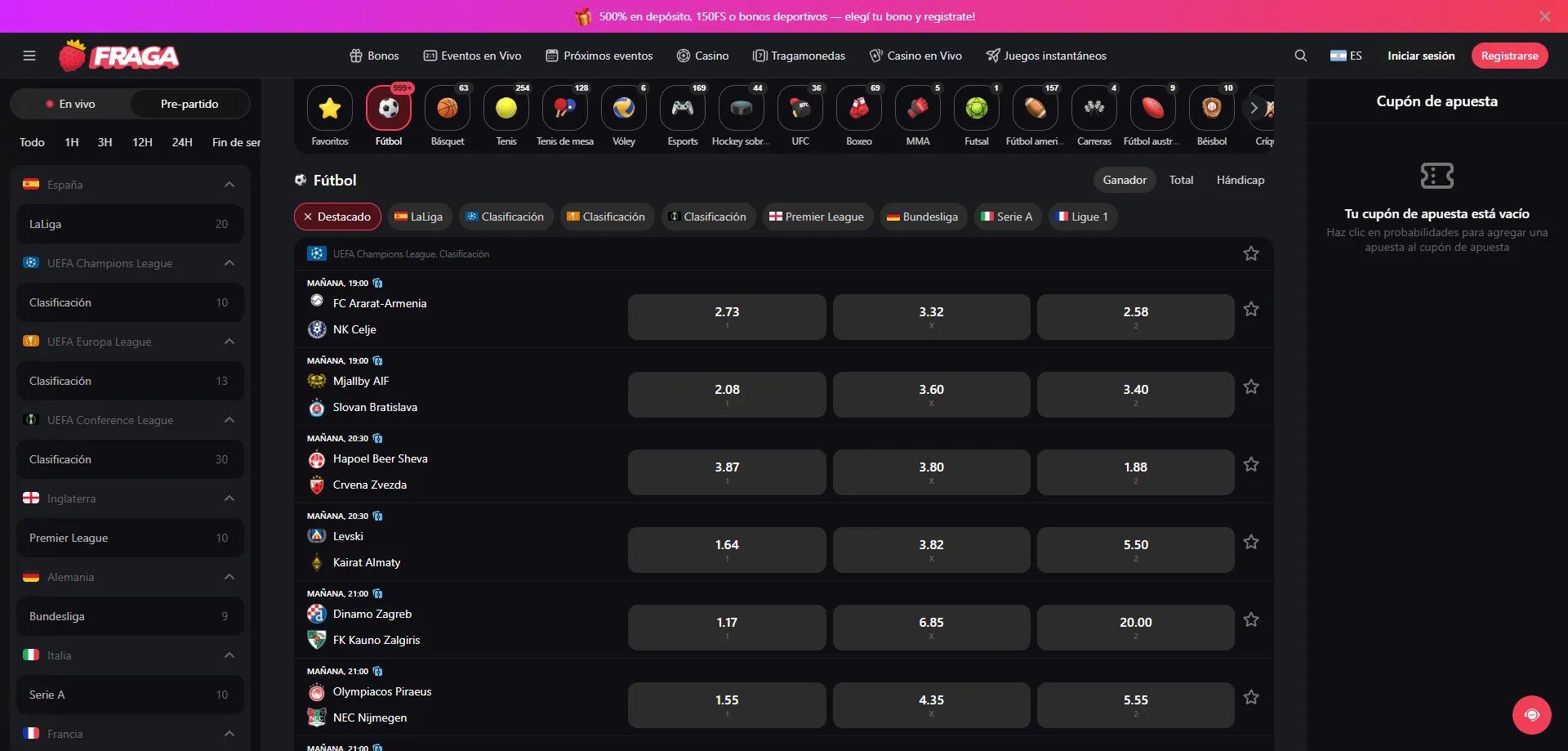 Aplicación móvil de Fraga Casino para Android y navegador móvil